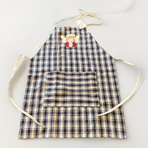 Vintage Angel Plaid Apron with Pocket Kitchen Cooking Baking Hostess